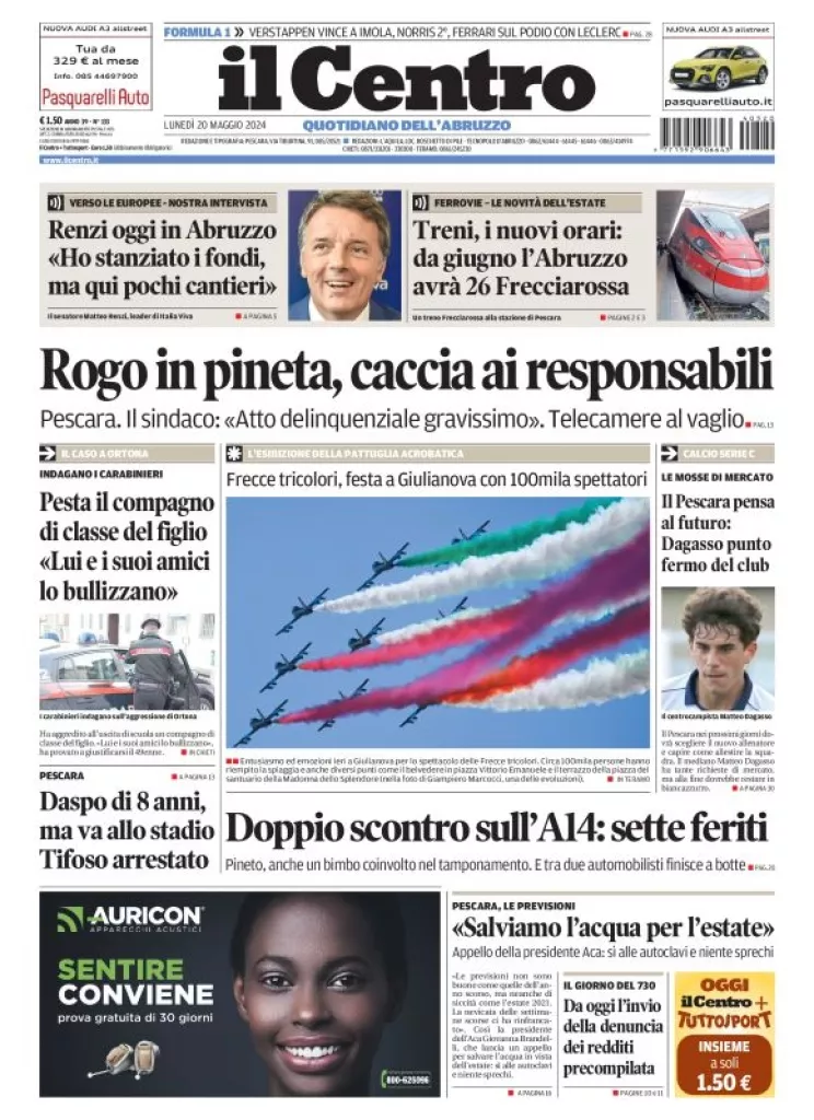 Prima-pagina-il centro-oggi-edizione-del-2024-05-20